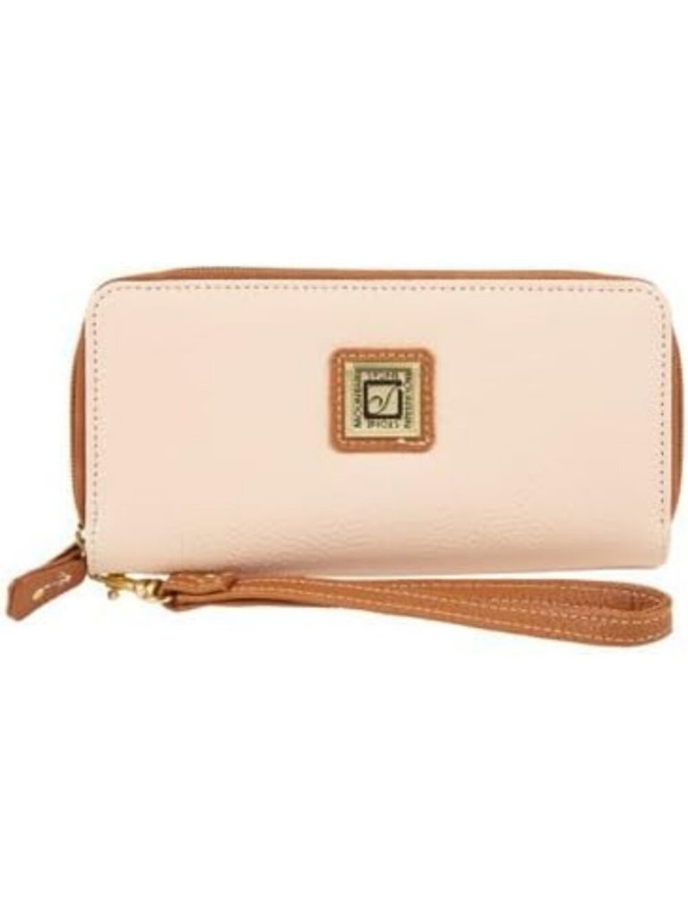 Large Pebble Zip Around Wallet Clutch Wristlet | Blush Tan Bonded Leather